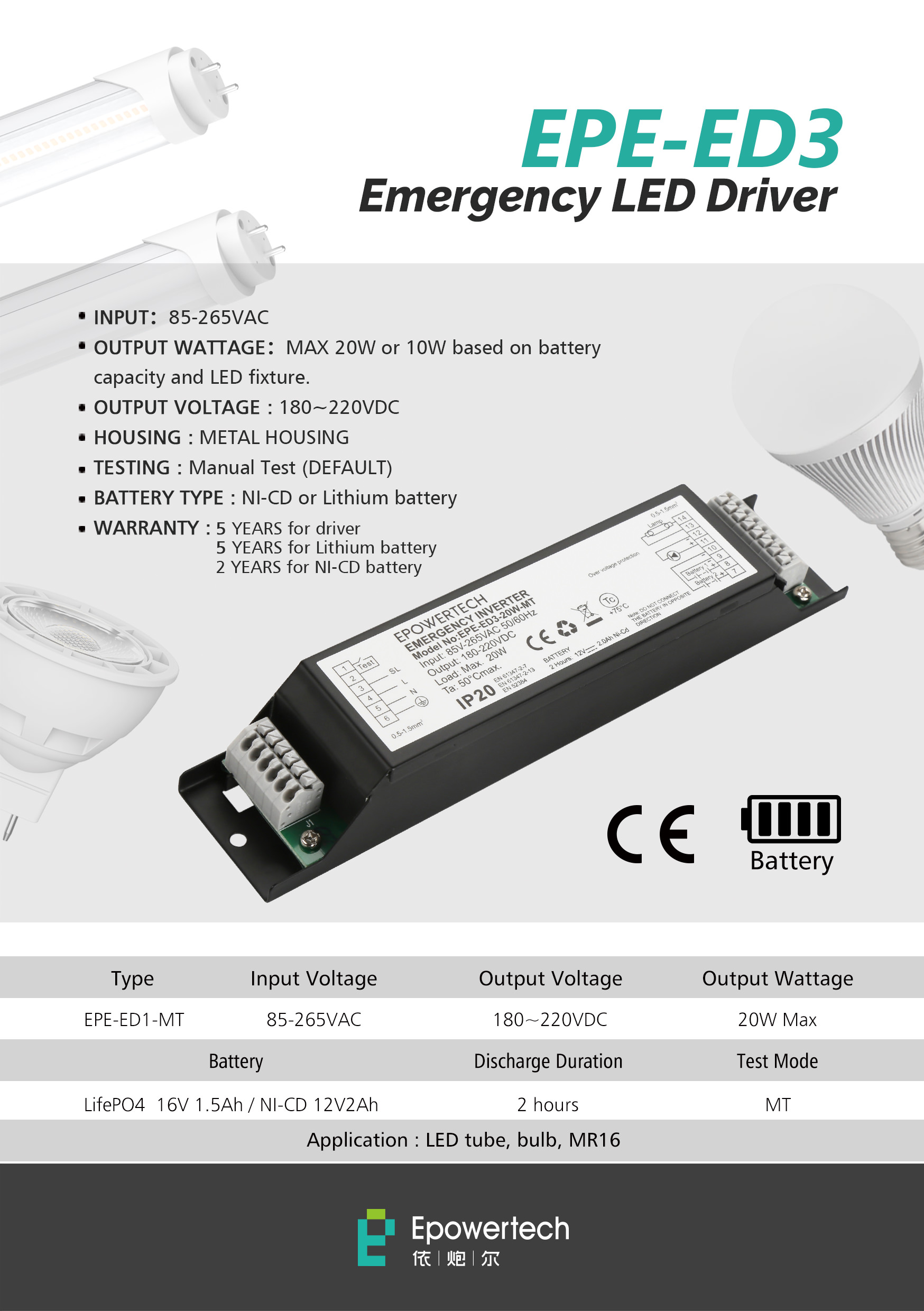 Epe Ed3 Emergency Led Driver Epowertech